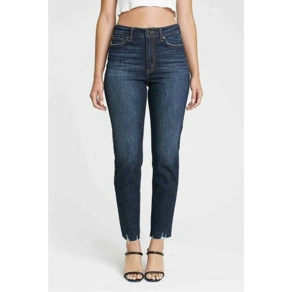 Tobi Stretch Raw Hem Skinny Jeans High Rise Denim Solid Blue Womens Size 26 - Picture 1 of 7